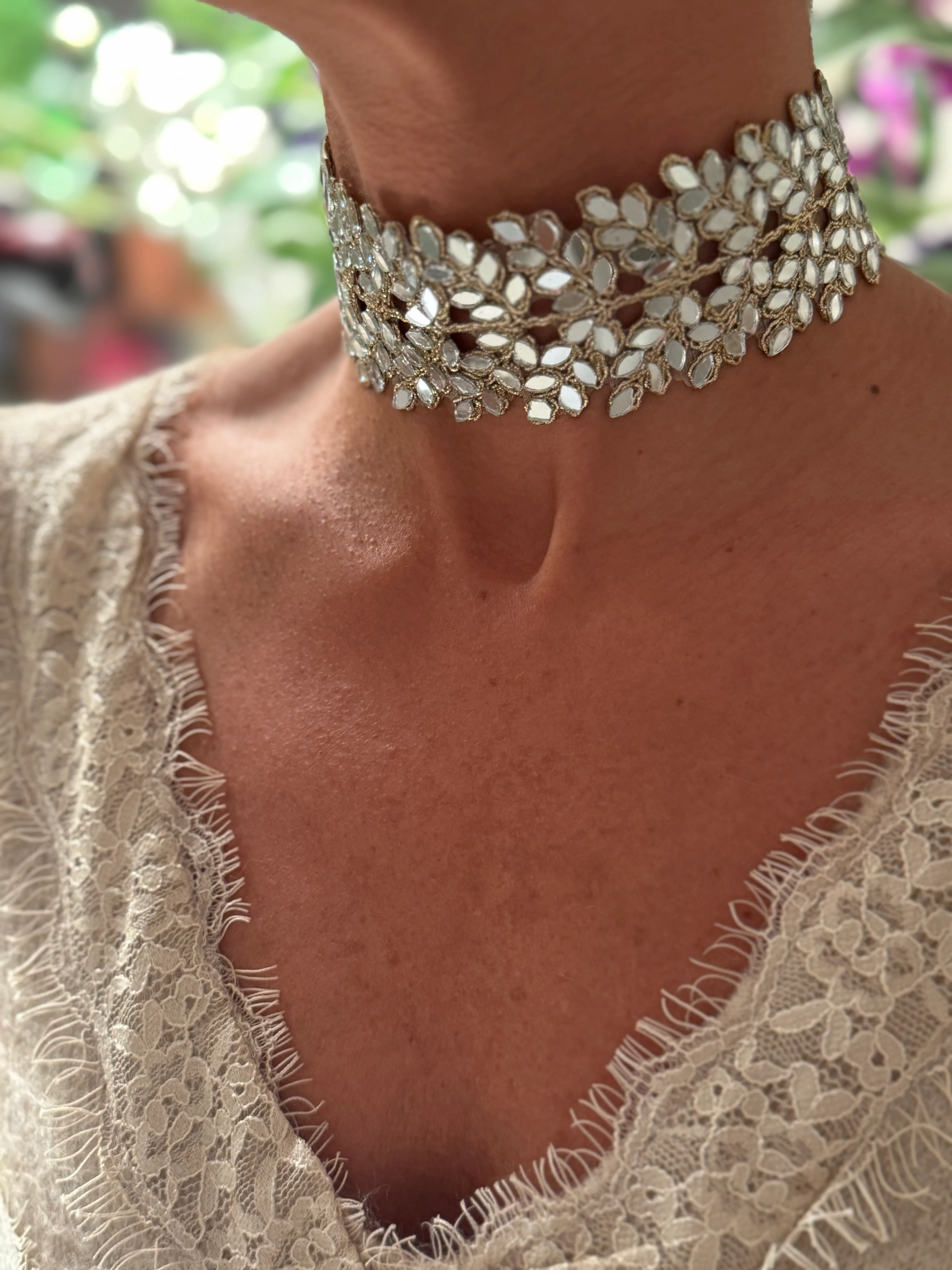 Choker espejitos hojas - Image 3