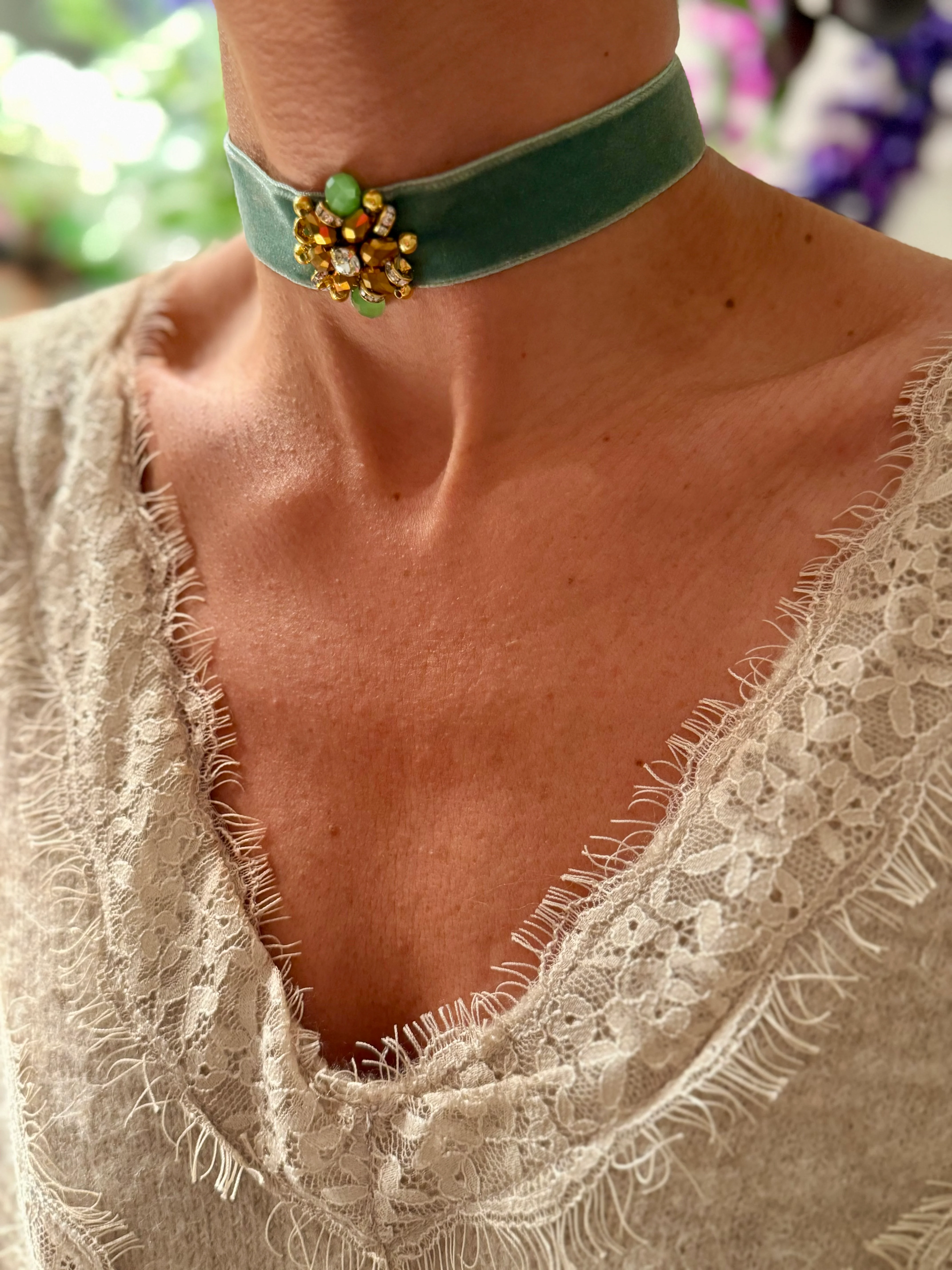 Choker terciopelo verde agua - Image 2