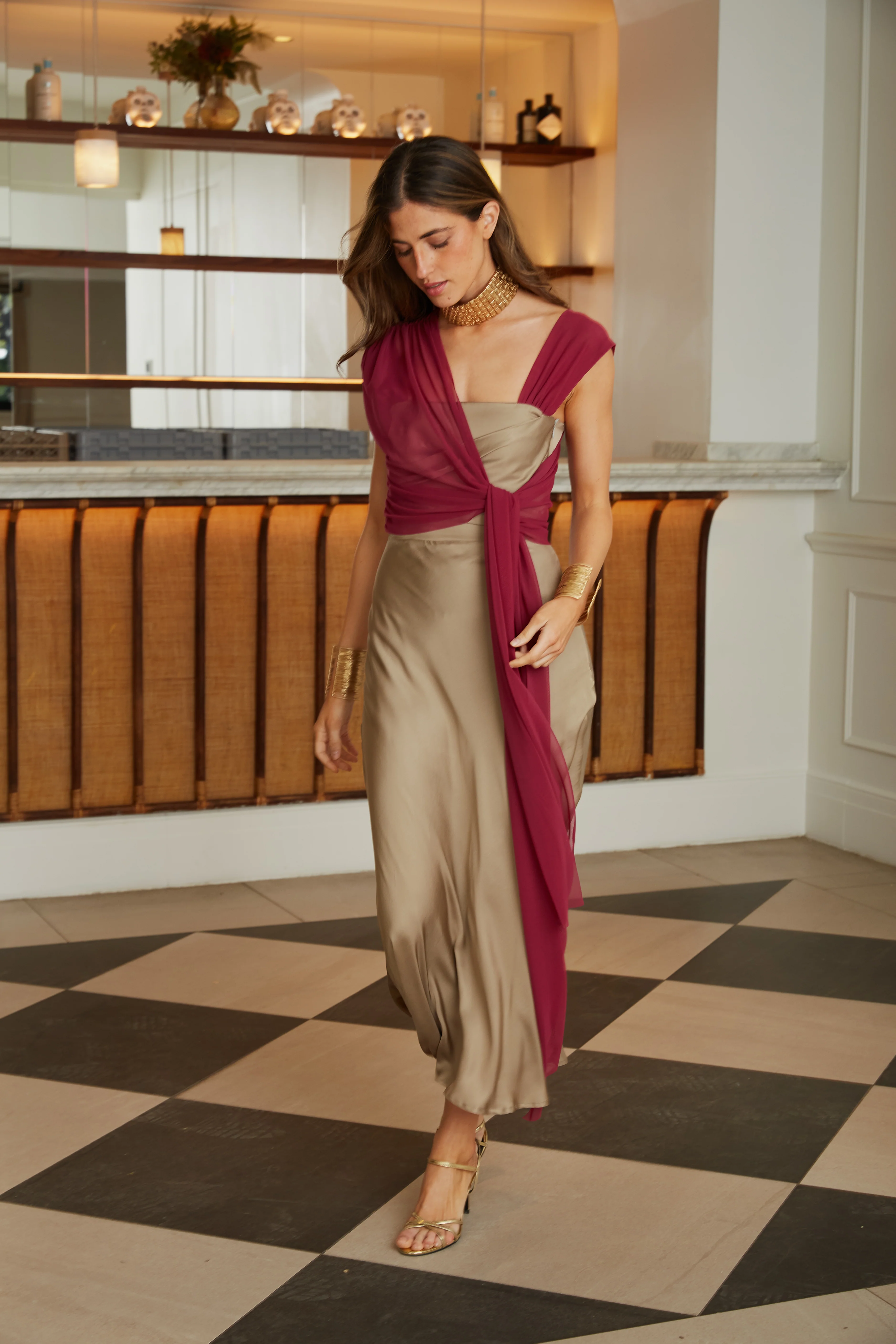 Vestido Calamar beis/buganvilla - Image 3