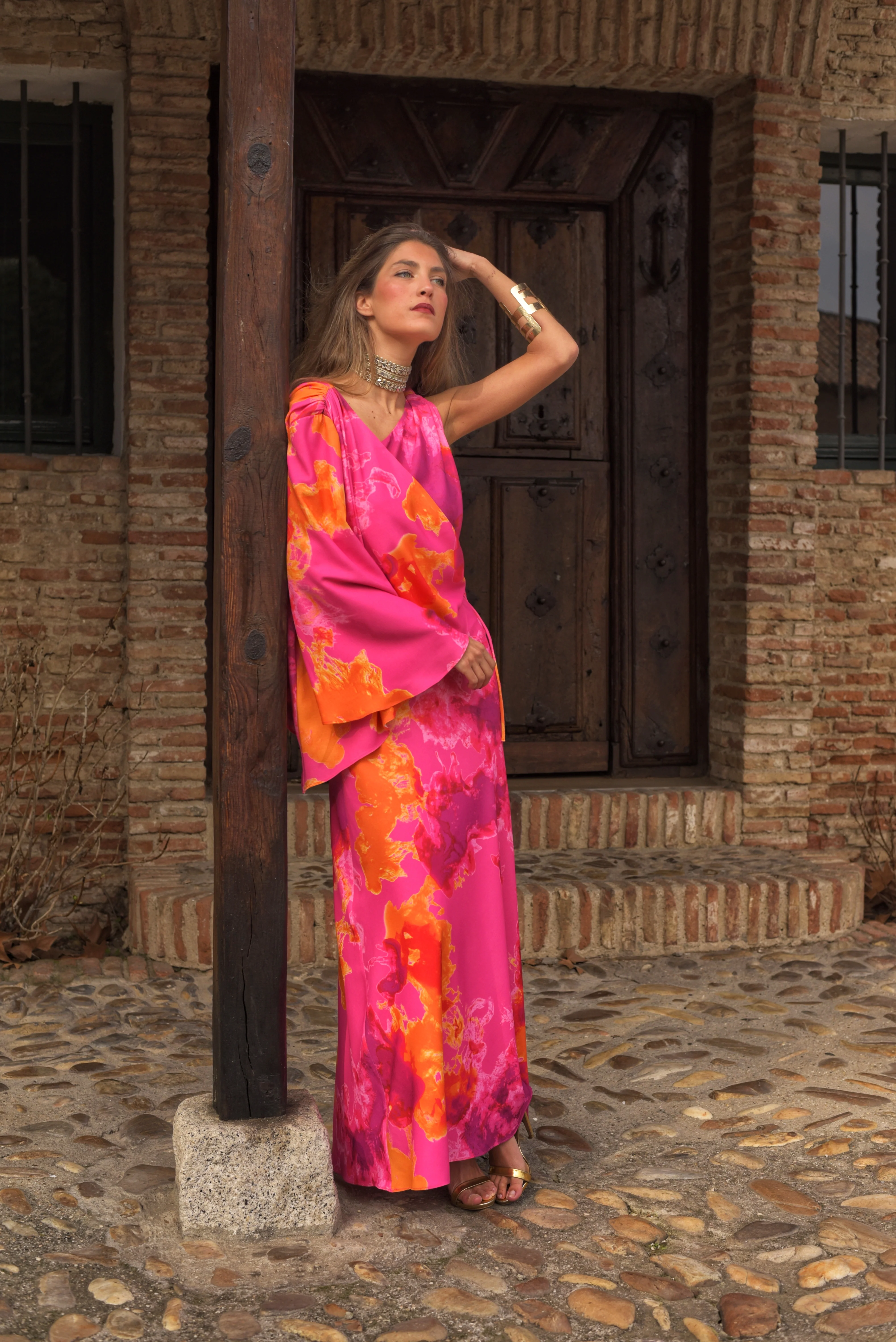 Vestido Lady Camaleón fucsia/naranja - Image 2